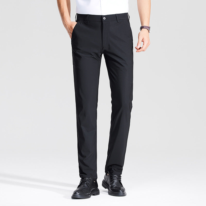 Men's Slim Business Stretch Pants with Crease and Comfort Waistband Mune Fashion