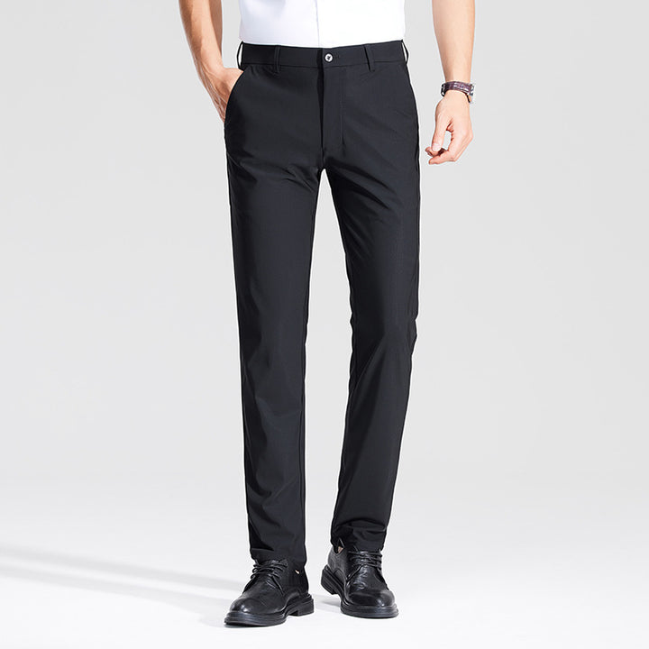 Men's Slim Business Stretch Pants with Crease and Comfort Waistband Mune Fashion
