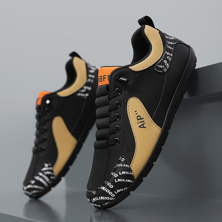 Men's Modern Low-Top Faux Leather Sneaker with Padded Collar and Treaded Rubber Sole Mune Fashion
