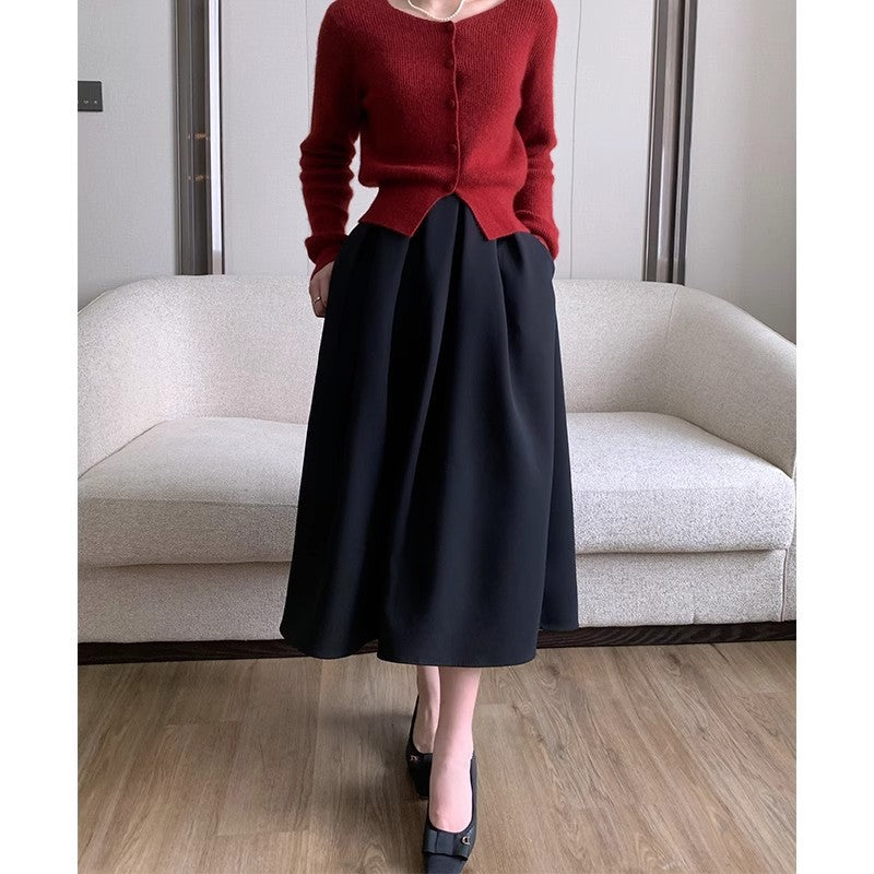 Women Elegant Maxi Skirt with Pleats Mune Fashion