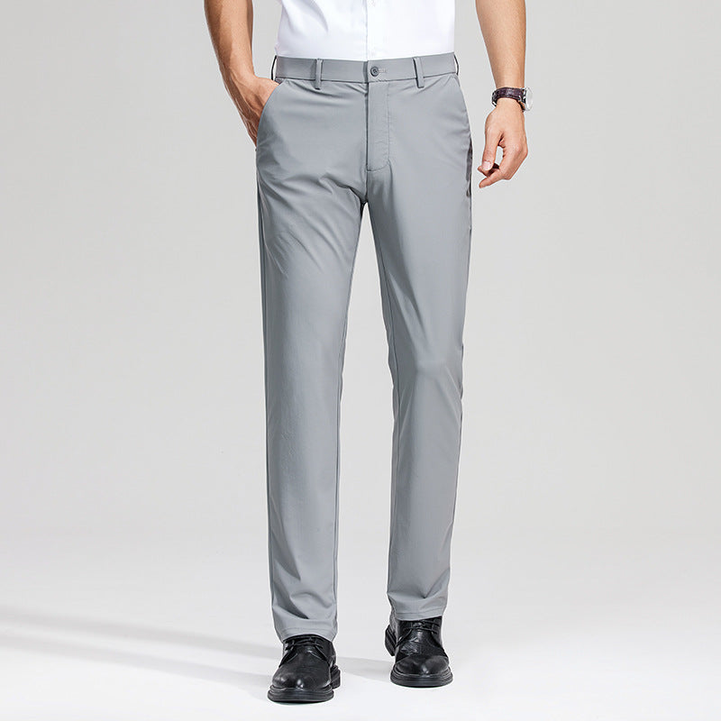 Men's Slim Business Stretch Pants with Crease and Comfort Waistband Mune Fashion