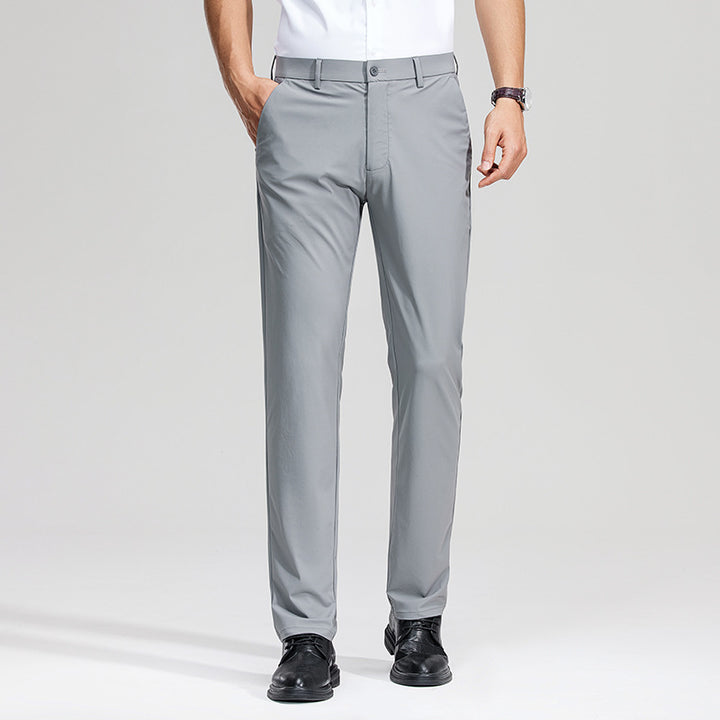 Men's Slim Business Stretch Pants with Crease and Comfort Waistband Mune Fashion