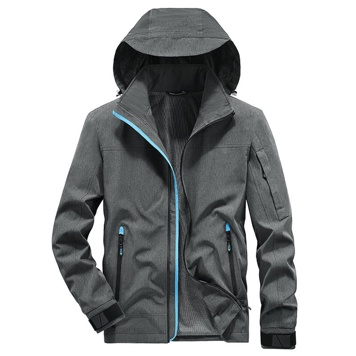 Men's Breathable Softshell Outdoor Jacket with Hood, Welded Seams and Sleeve Pocket Mune Fashion