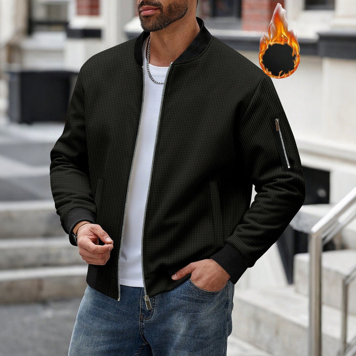 Men's lightly padded bomber jacket with waffle structure, full zip and arm pocket Mune Fashion