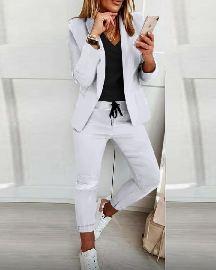 Women Elegant Two-Piece Blazer Jogging Suit Mune Fashion