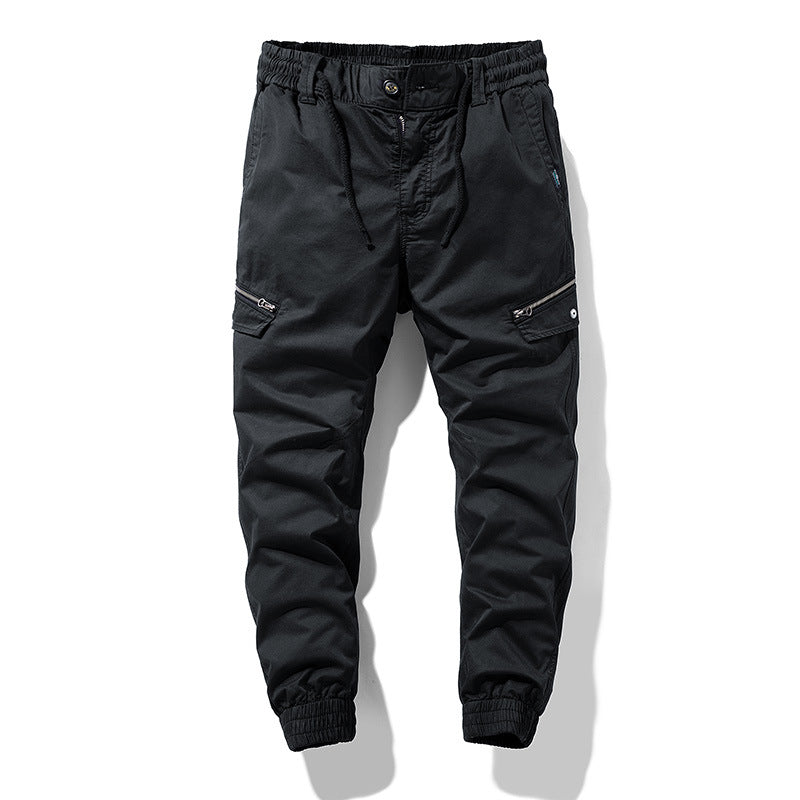 Men's Multifunctional Cargo Joggers with Drawstring Waist, Zipper Pockets and Ribbed Ankle Cuffs Mune Fashion