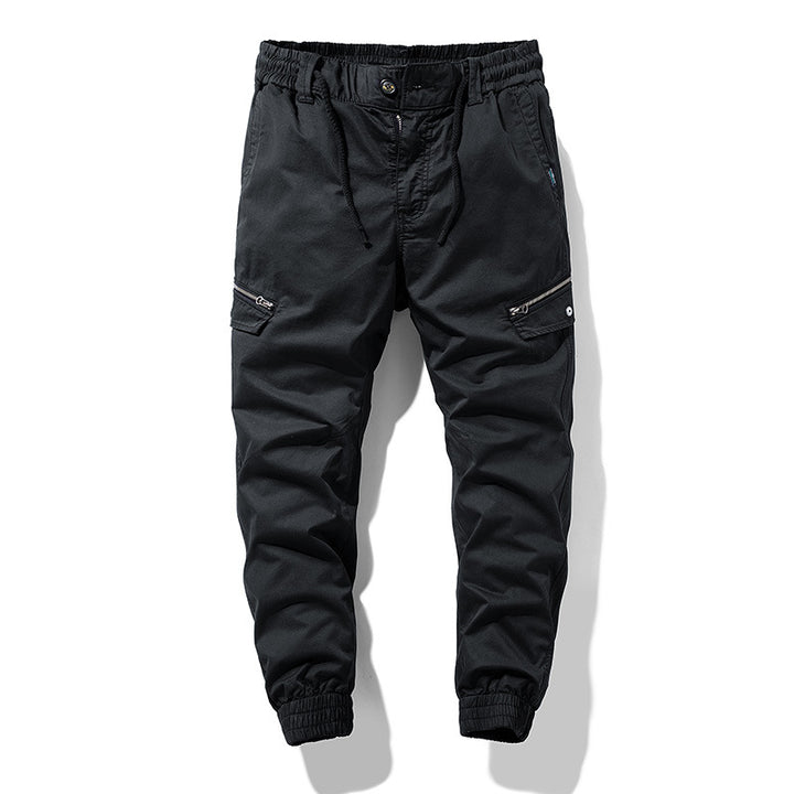 Men's Multifunctional Cargo Joggers with Drawstring Waist, Zipper Pockets and Ribbed Ankle Cuffs Mune Fashion