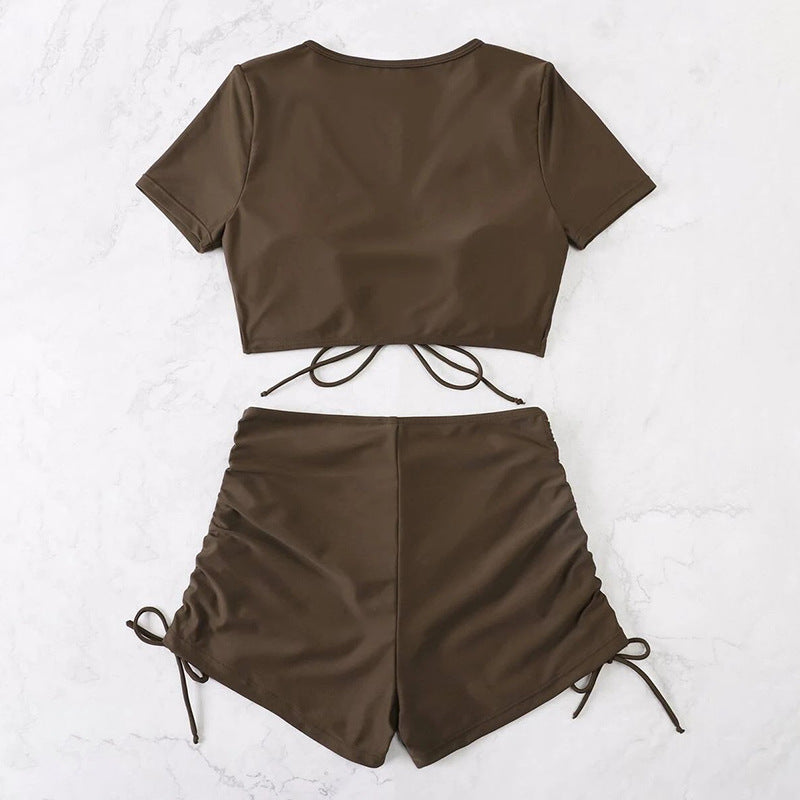 Women Cropped Top with decorative ruffle details and high waistband Mune Fashion