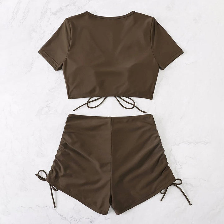 Women Cropped Top with decorative ruffle details and high waistband Mune Fashion