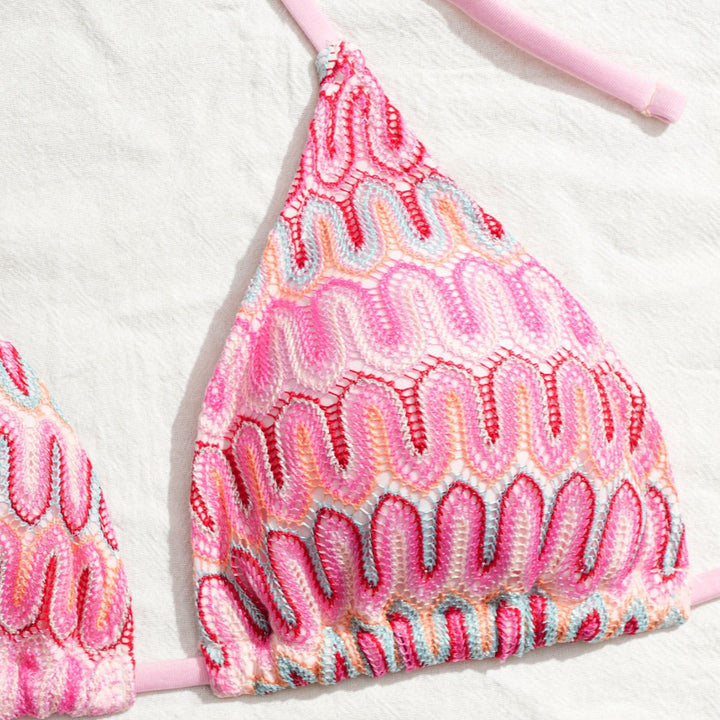 Women Triangle Bikini with Refined Tie Details and Matching Skirt Mune Fashion
