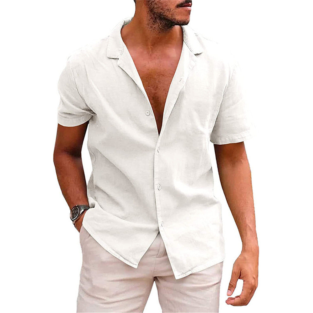 Men's Short Sleeve Leisure Shirt made of Lightweight Linen Mune Fashion