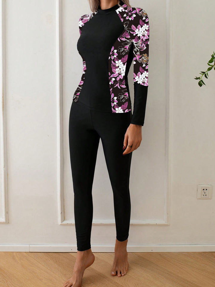Women's Long Sleeve Rashguard with Floral Design Mune Fashion