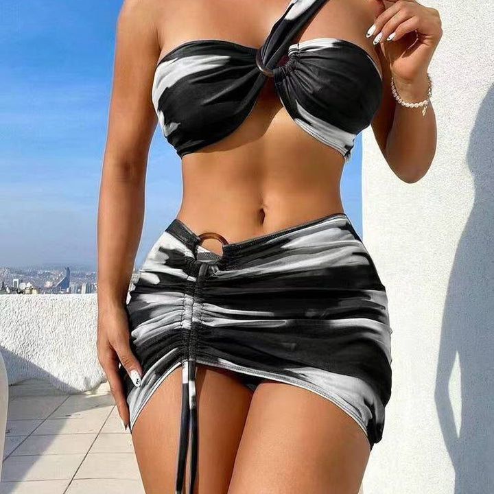 Women's Cropped Bikini Set with Playful Ruffle Design and Elegant Tie Strap System Mune Fashion