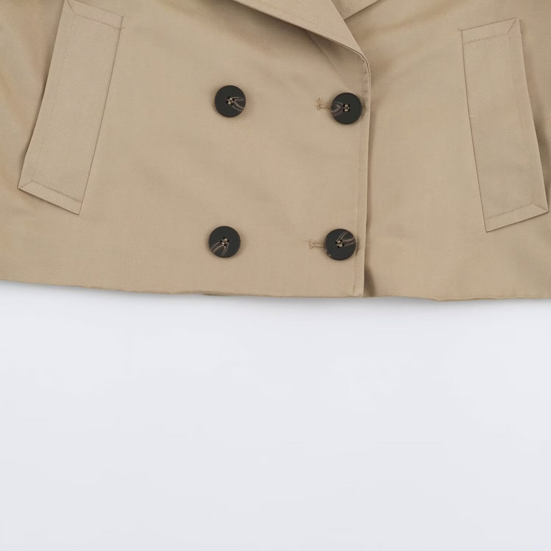 Women's short-cut trench coat with double-breasted button placket Mune Fashion
