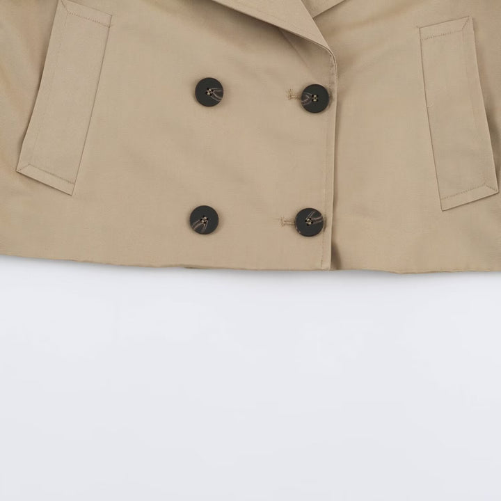 Women's short-cut trench coat with double-breasted button placket Mune Fashion