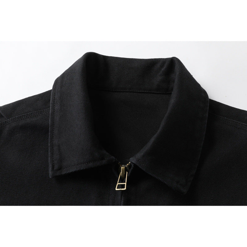 Men's short jacket in boxy cut made of canvas with shirt collar and welt pockets Mune Fashion