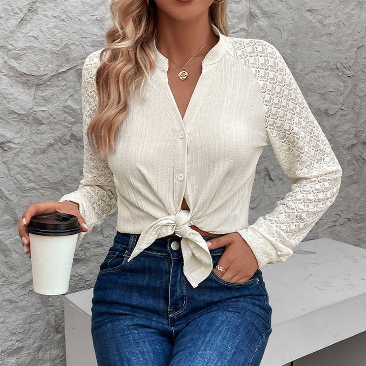 Women's Elegant Blouse with Crochet Sleeves Mune Fashion