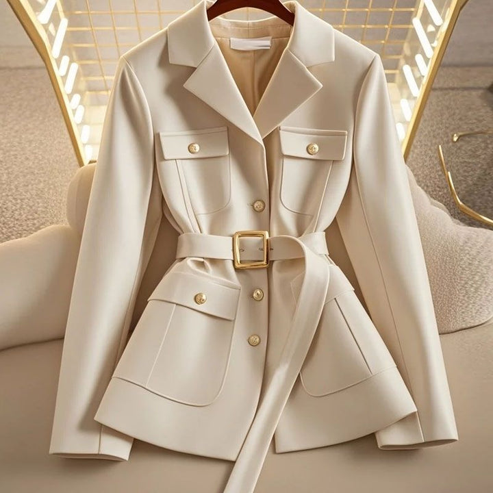 Women's Stylish Blazer with Waist Belt and Pockets Mune Fashion
