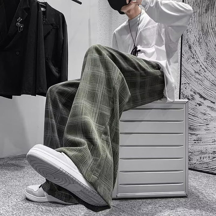 Women Loose Fit Checked Pants Mune Fashion