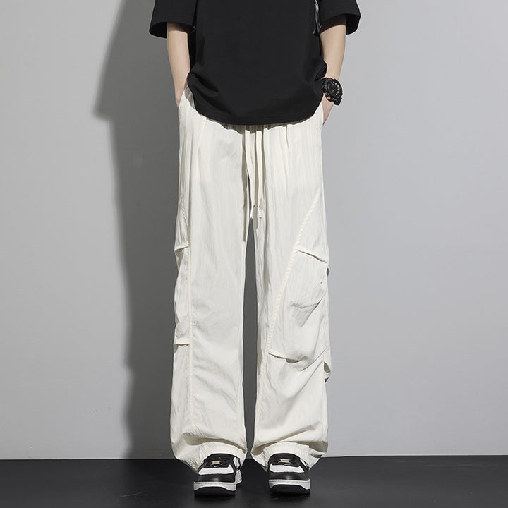 Men's Utility Cargo Lounge Pants with Drawstring Waist, Multiple Pockets & Wide Leg Mune Fashion