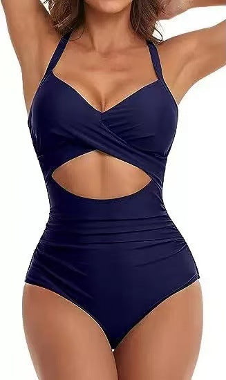 Ladies One-Piece Bikini with Fashionable Cut-Out and Animal Print Mune Fashion