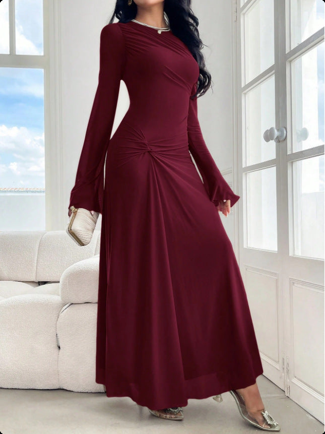 Women's maxi dress with gathered waist and bell sleeves Mune Fashion