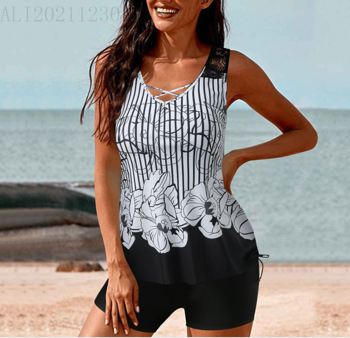 Ladies' swimsuit top with elegant lace insert and casual cut Mune Fashion
