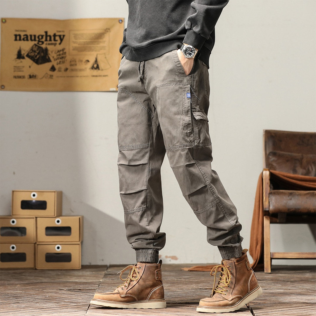 Men's Cargo Jogger Pants with drawstring, elastic cuffs, and reinforced knee areas Mune Fashion