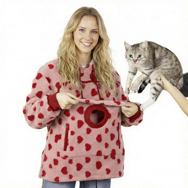 Women’s hoodie with integrated cat cave and extra soft fleece Mune Fashion