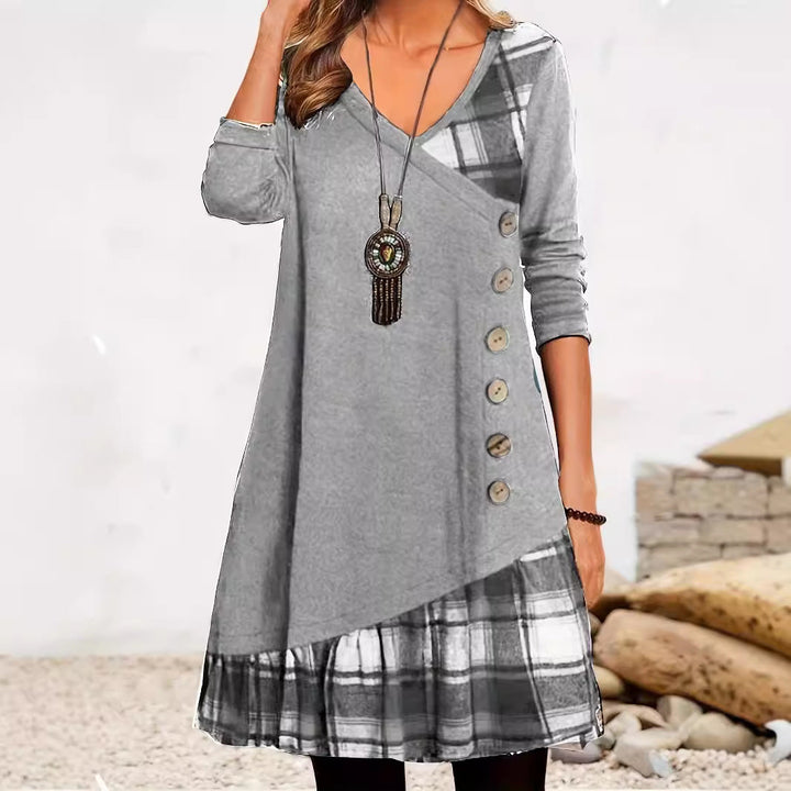 Mune | Classic Look Checked Long Sleeve Dress