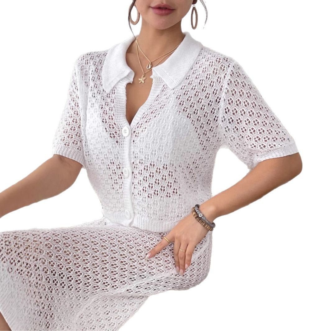 Women’s Casual Crochet Jumpsuit with Button Design Mune Fashion