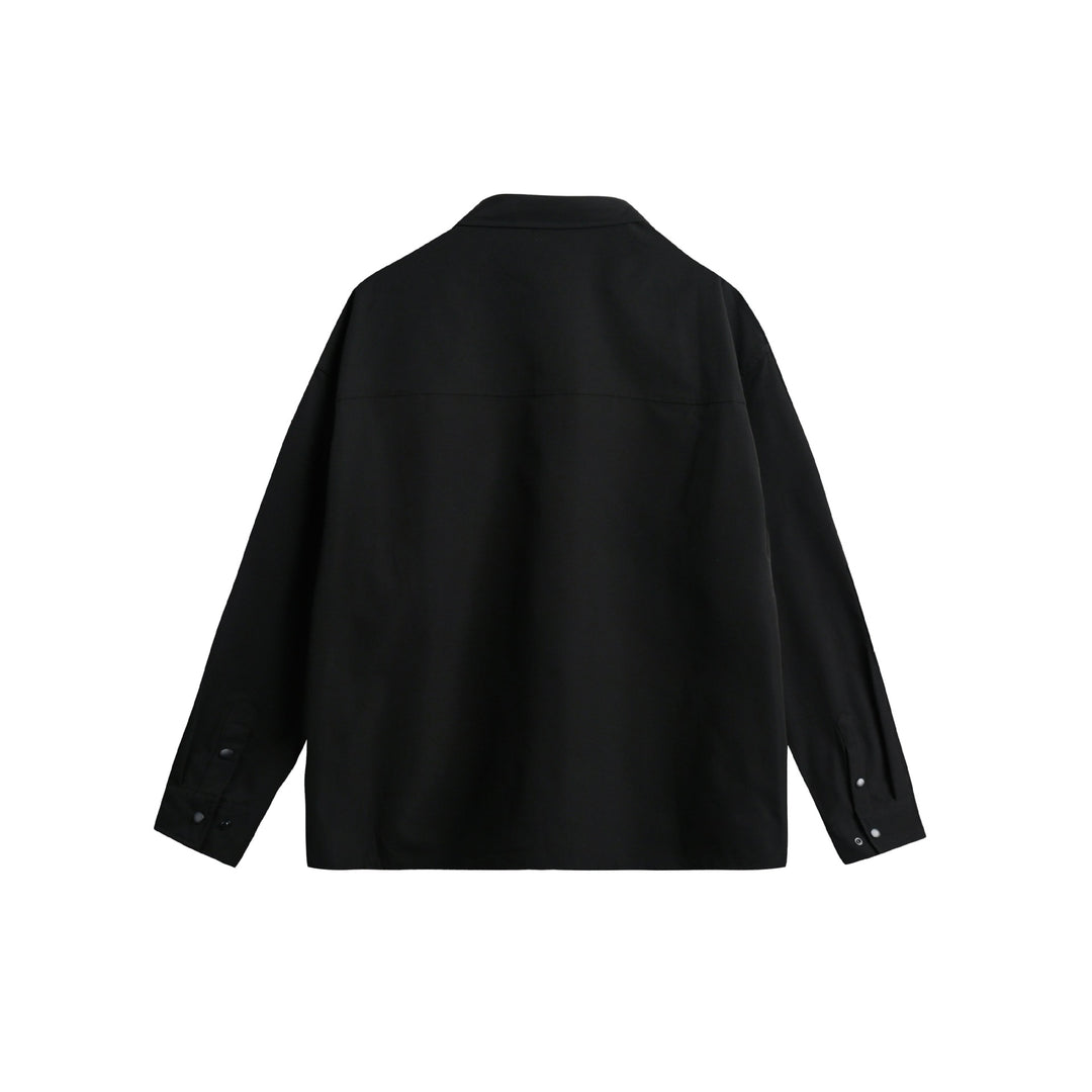 Unisex overshirt jacket in utility style with snap button placket and carabiner detail Mune Fashion