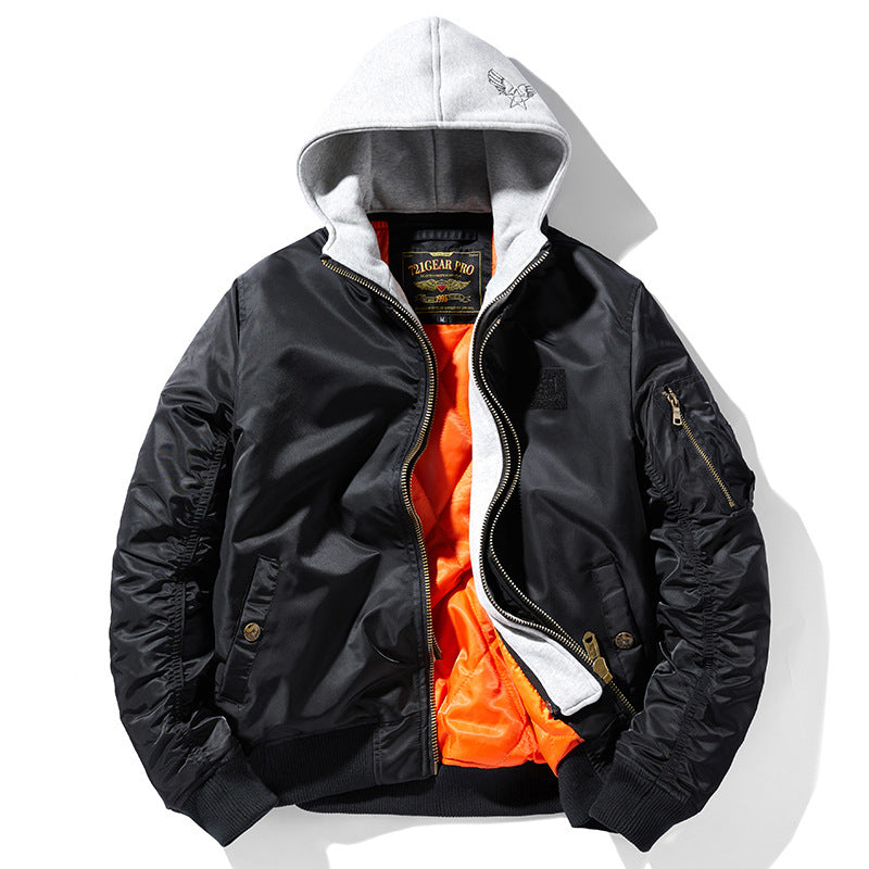 Men's pilot bomber jacket with removable hood double layer, padded thermal lining and arm pocket Mune Fashion