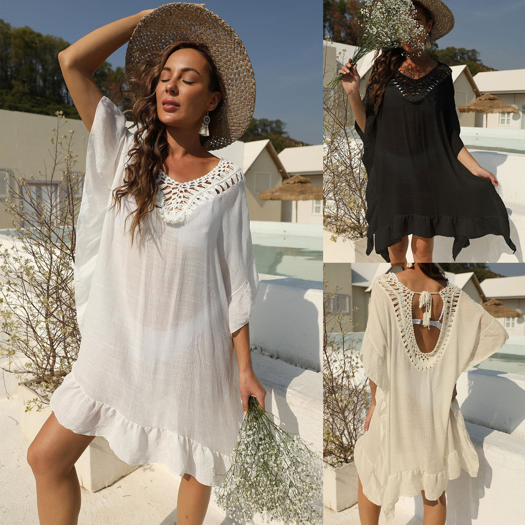Ladies airy beach cover-up with crocheted decor Mune Fashion