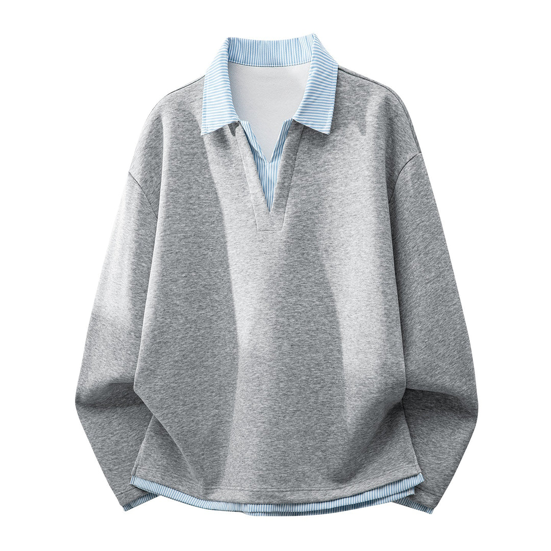 Unisex Oversized Sweatshirt with integrated shirt collar and V-neck detail Mune Fashion