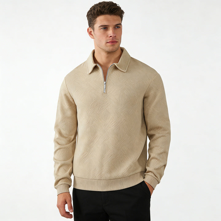 Men's Structured Half-Zip Sweater with Collar and Ribbed Cuffs Mune Fashion