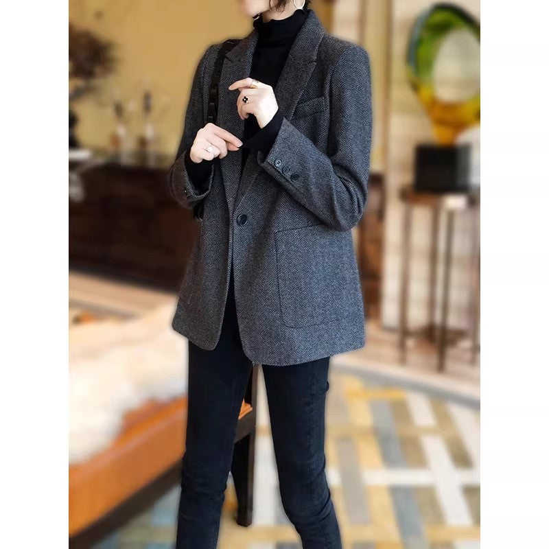 Women Elegant Tweed Blazer Mune Fashion