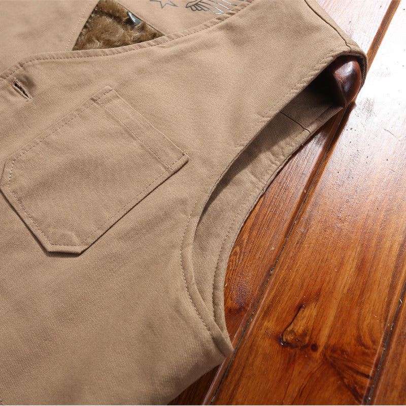 Men's padded canvas teddy vest with Sherpa lining and multiple pockets Mune Fashion
