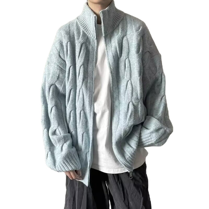 Women's chunky knit cardigan with high collar Mune Fashion