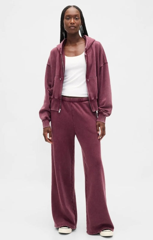 Women's two-piece terry loungewear set with zip hooded jacket and wide-cut jogging pants Mune Fashion