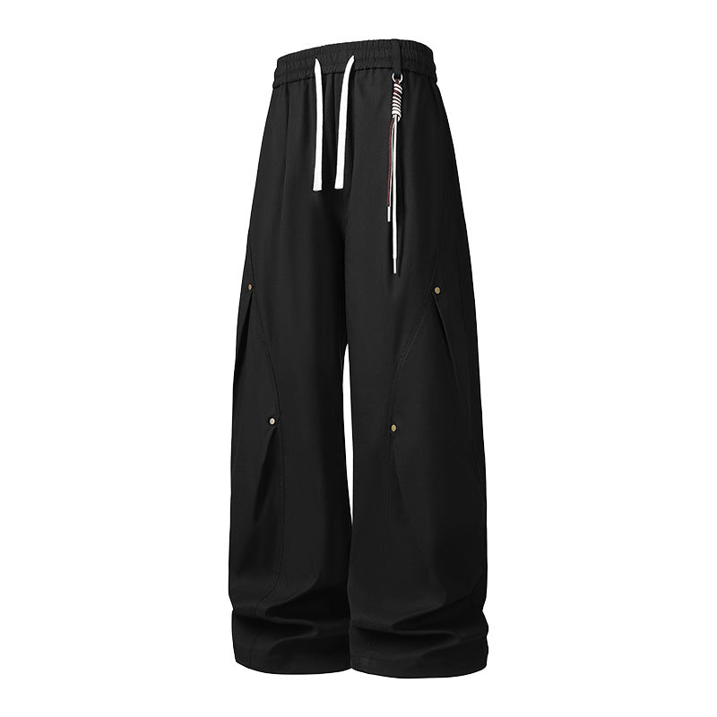 Women's Extravagant Wide Cargo Pants with Drawstring Waistband, Large Flap Pockets and Gathered Hem Mune Fashion