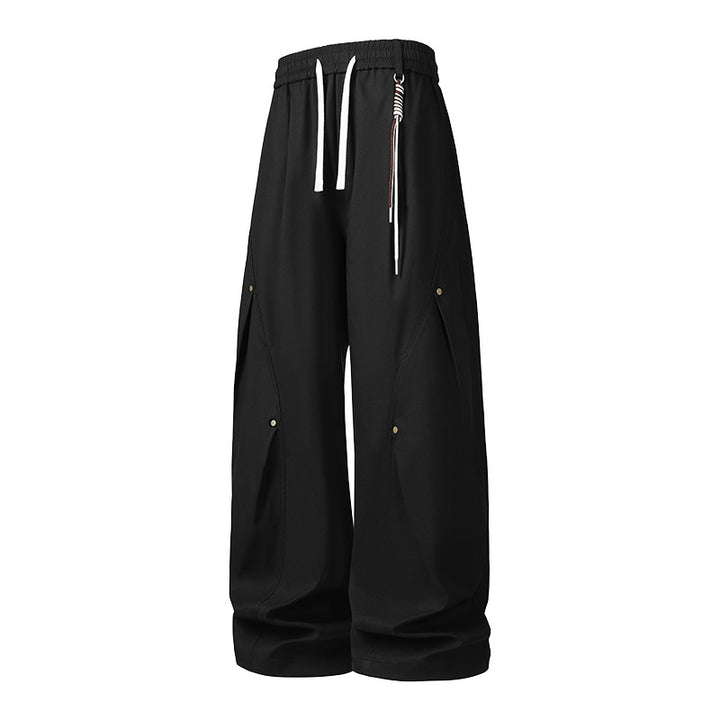 Women's Extravagant Wide Cargo Pants with Drawstring Waistband, Large Flap Pockets and Gathered Hem Mune Fashion