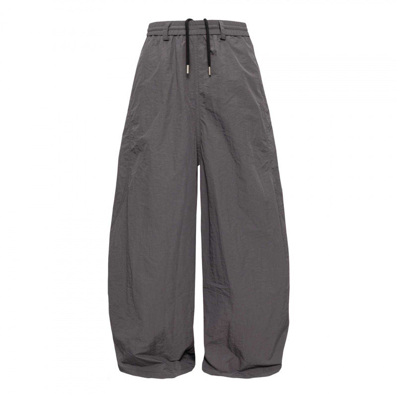 Women Wide-Cut Harem Pants with Elastic Waistband, Drawstring and Balloon Legs Mune Fashion