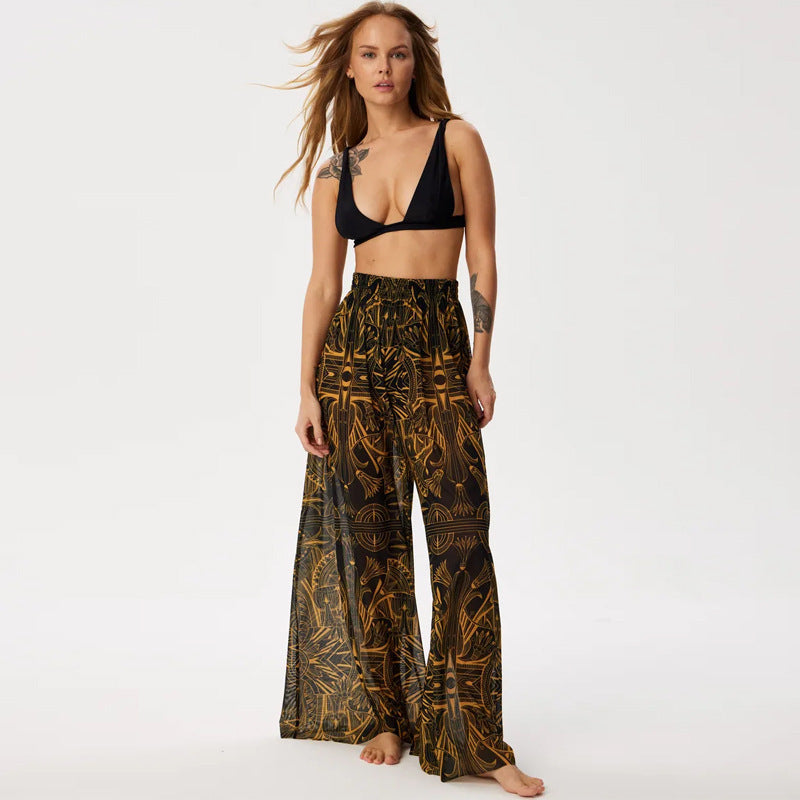 Ladies leggings made of airy, transparent fabric quality with exotic pattern Mune Fashion