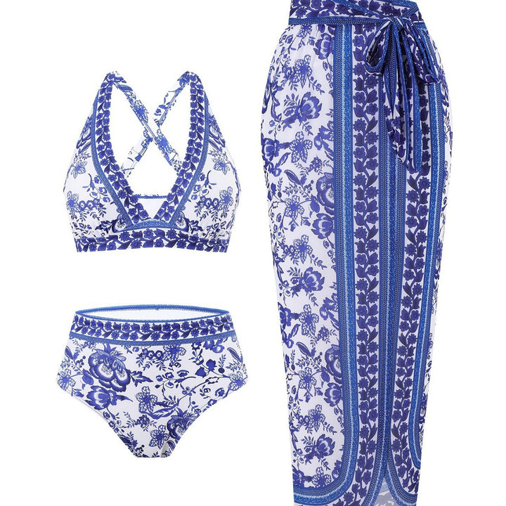 Ladies elegant one-piece swimsuit with matching wrap skirt Mune Fashion