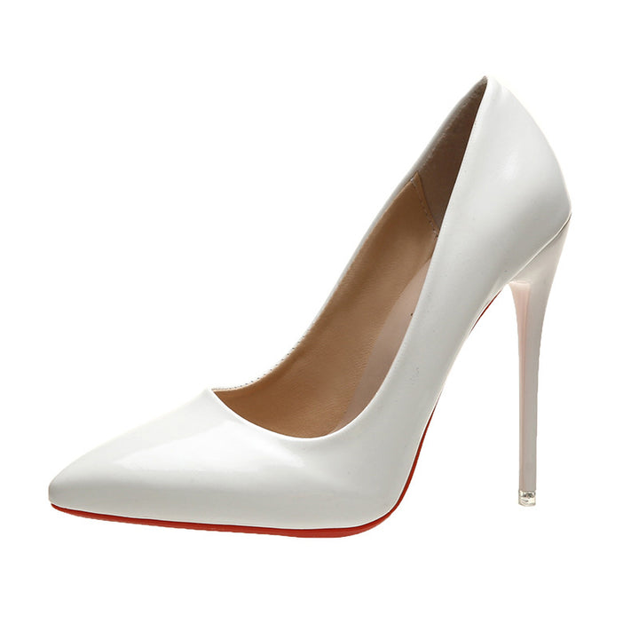 Women's elegant patent pumps with pointed toe, high stiletto heel, and padded insole Mune Fashion