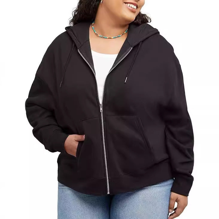 Women's hooded jacket with full zip, kangaroo pocket and relaxed fit Mune Fashion