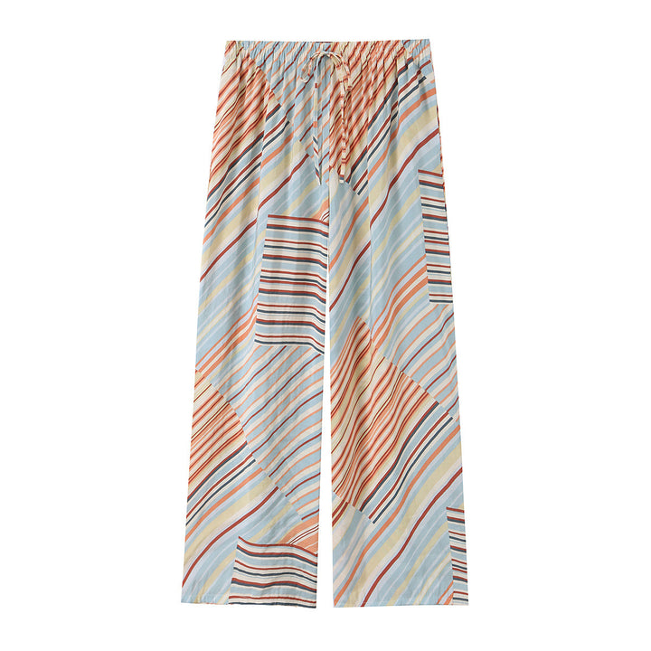 Women’s Wide Linen Trousers with Drawstring and Patch Pockets Mune Fashion