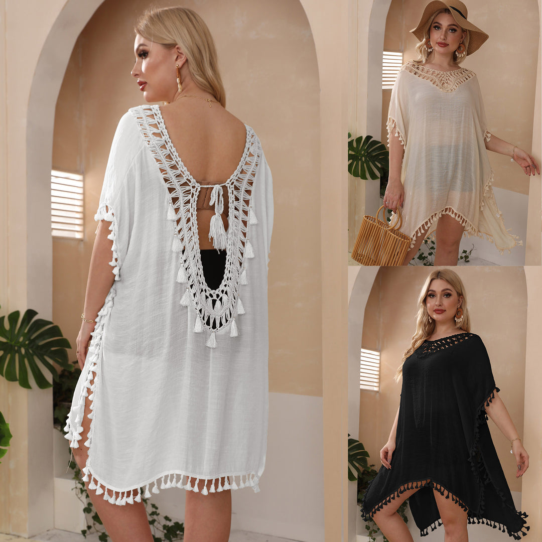 Women airy beach kaftan with decorative tassels Mune Fashion