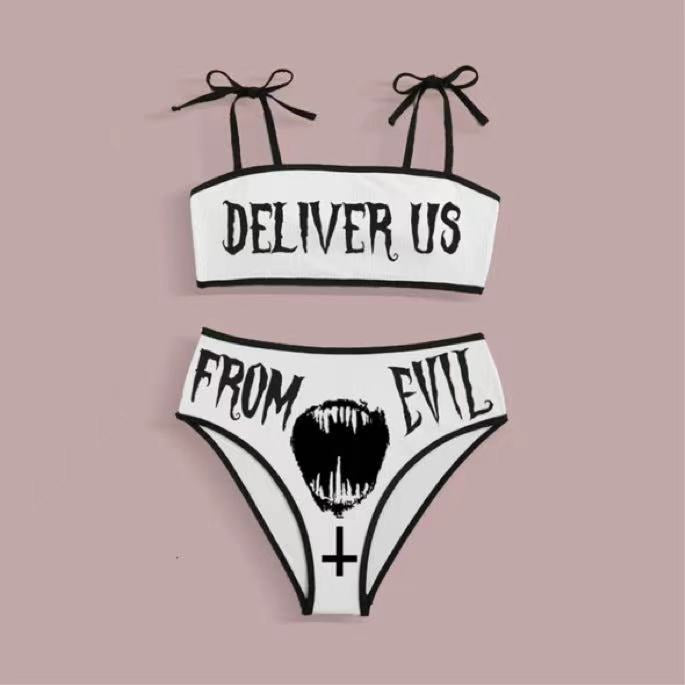 Women's Crop Top Bikini with eye-catching lettering Mune Fashion
